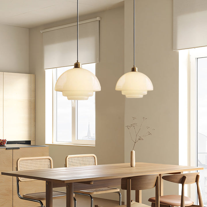 Pendant Light Glass 12.6 in Adjustable Art Deco Dining Room Kitchen Island Hanging Ceiling Lamp | Kalsten