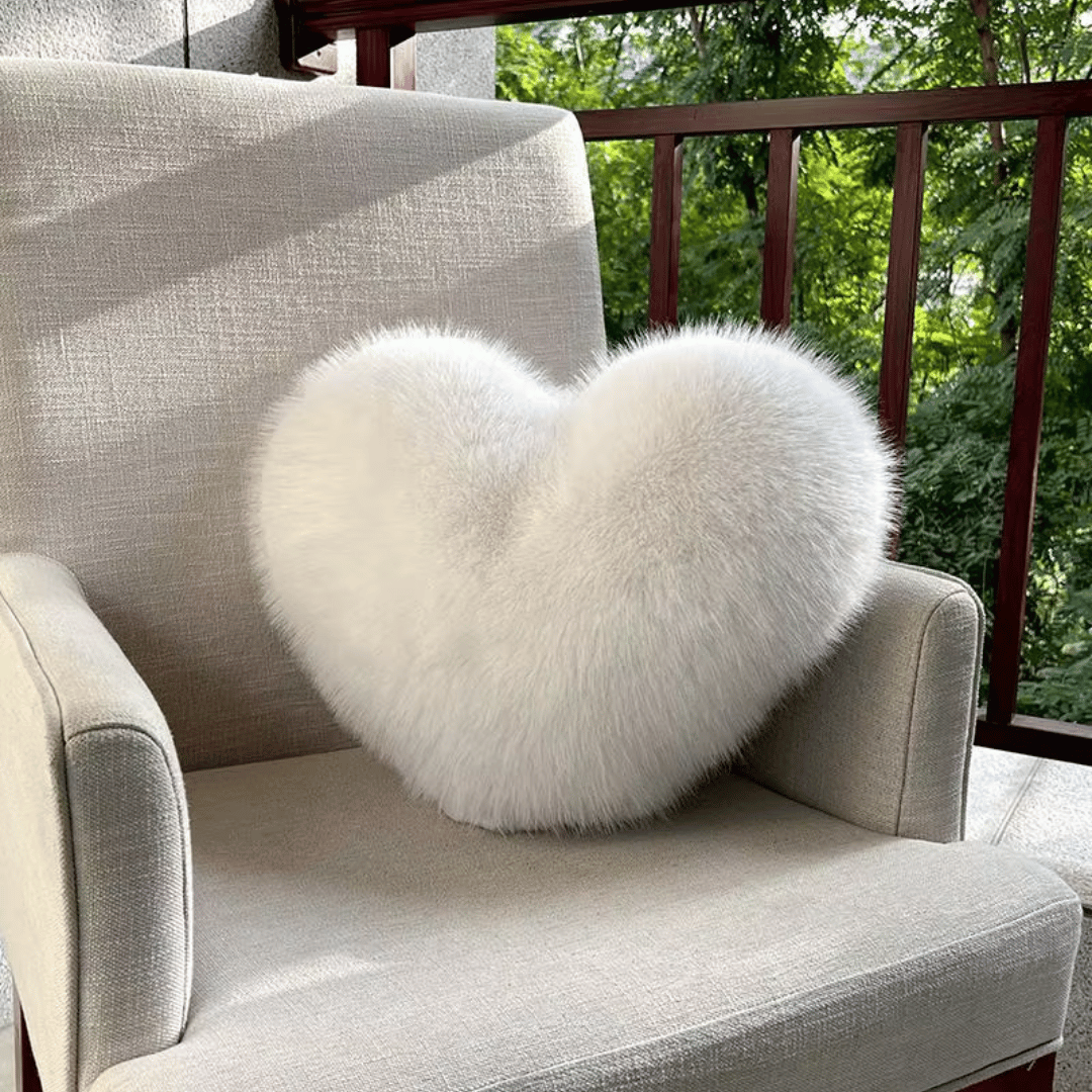 BowLift | HEARTLUX – Soft Faux Fur Heart Pillow for Modern Home Decor