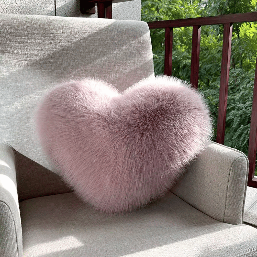 BowLift | HEARTLUX – Soft Faux Fur Heart Pillow for Modern Home Decor