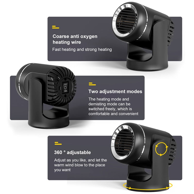 12V Car Heater with 360° Rotation & Overheat Protection
