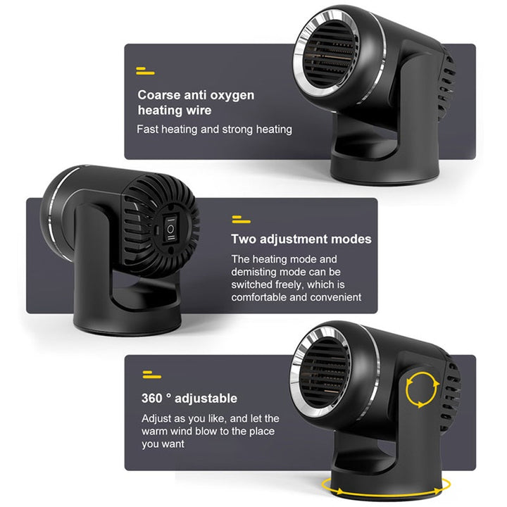 12V Car Heater with 360° Rotation & Overheat Protection