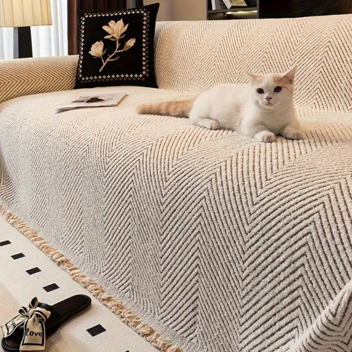 Herringbone Pattern Protective Sofa Cover Kalsten