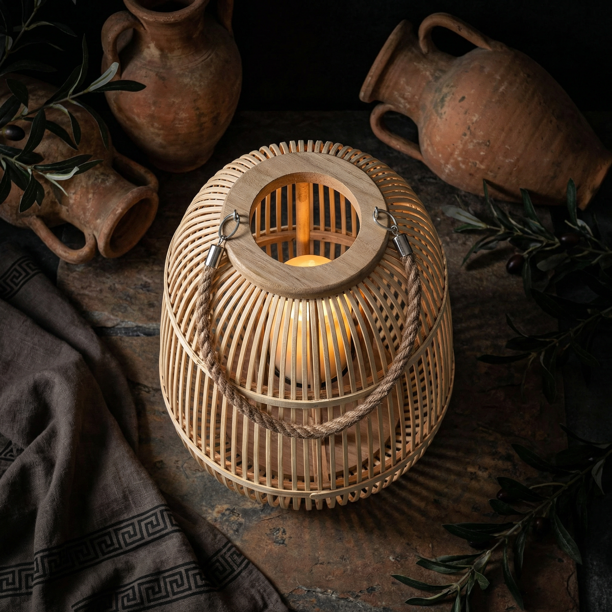 Rattan Lantern Wreath