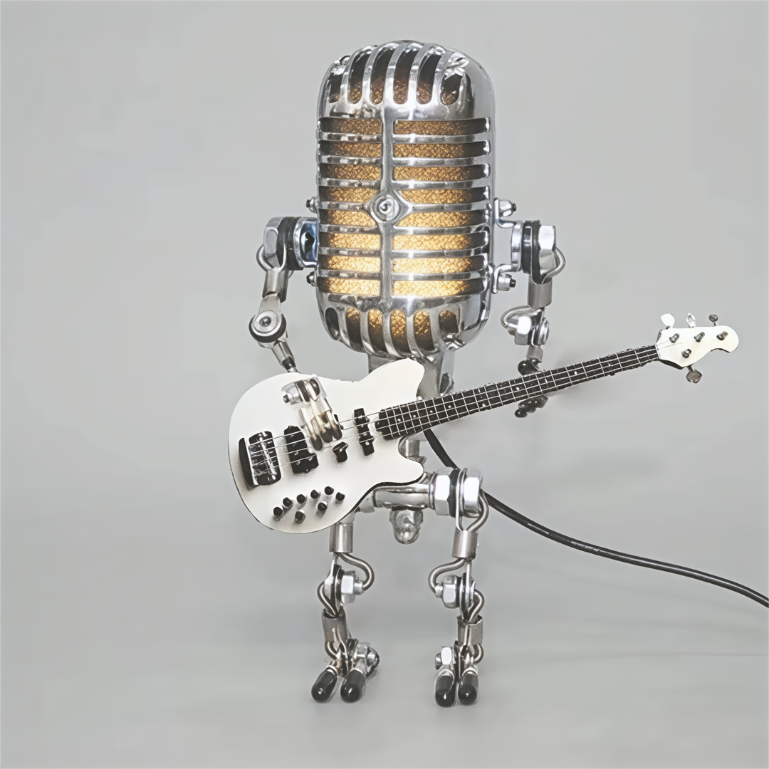 Table Lamp Robot Sculpture Metal Guitar Light | Kalsten