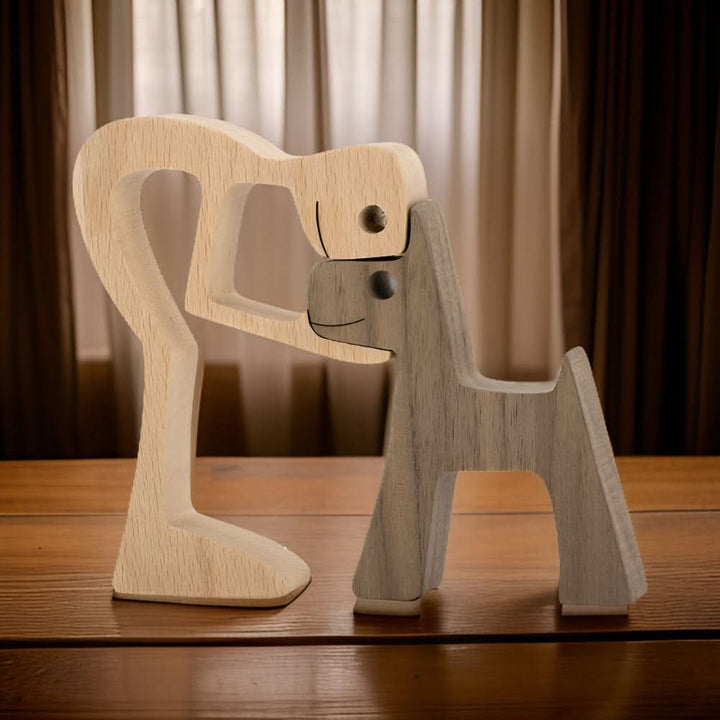 Kalsten | Handcrafted Wood Dog and Human Figurine