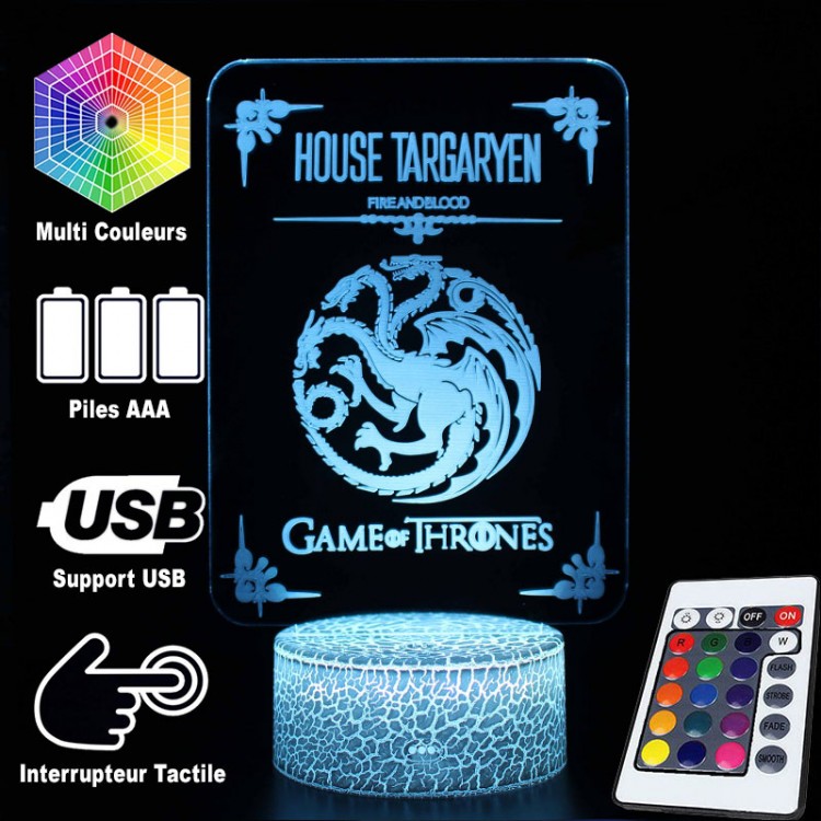 3D Lamp Game Of Thrones House Targaryen | Kalsten