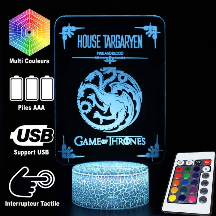 3D Lamp Game Of Thrones House Targaryen | Kalsten