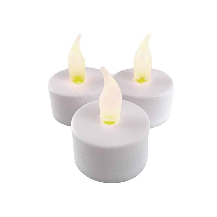LED tealight 12 pcs. in white with flame (including batteries) | Kalsten