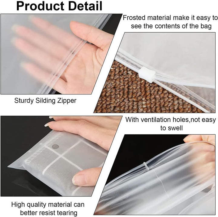 Reusable Matte Zip Bags – 40-Pack Clothing Storage Covers with Ventilation Holes | Kalsten
