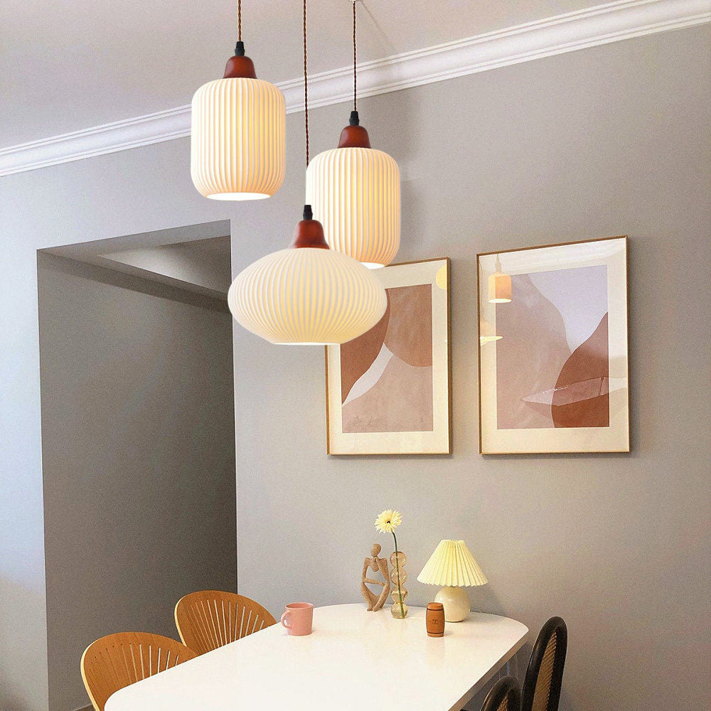Vintage Nordic Ceramic White Pendant Light For Dining Room | Kalsten