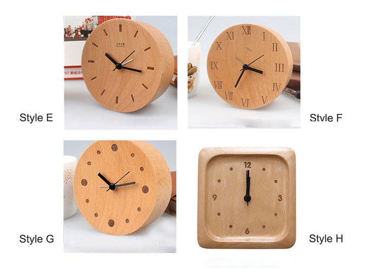 Kalsten | Beech Wood Alarm Clock Small, No Screen Minimalist Desk Clock, Nightstand Clock, Gift for Him