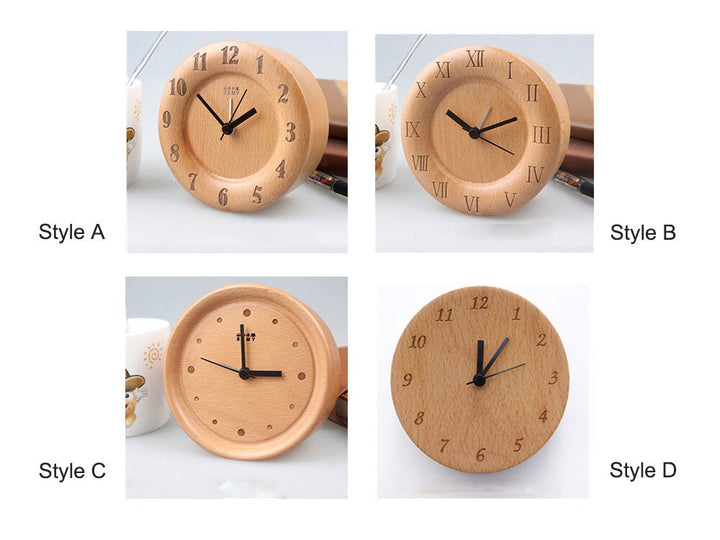Kalsten | Beech Wood Alarm Clock Small, No Screen Minimalist Desk Clock, Nightstand Clock, Gift for Him