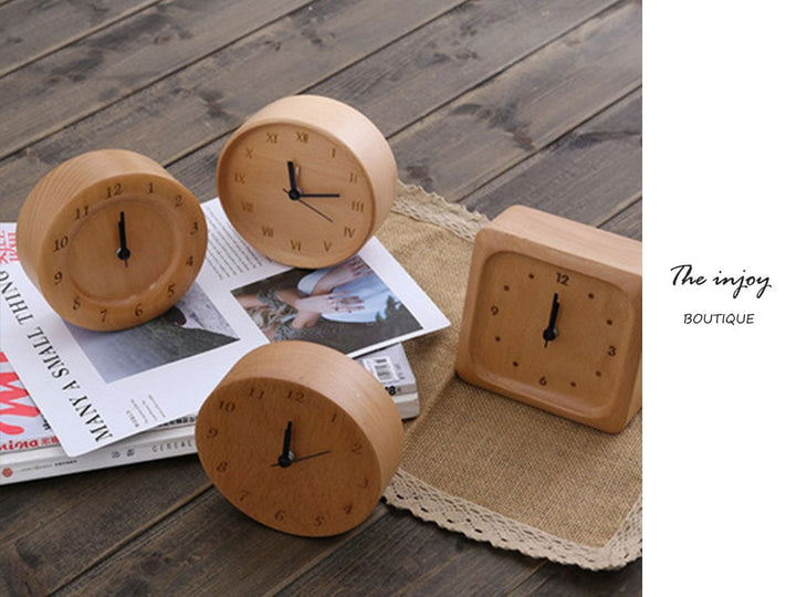 Kalsten | Beech Wood Alarm Clock Small, No Screen Minimalist Desk Clock, Nightstand Clock, Gift for Him