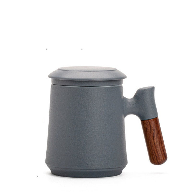 Kalsten | Japanese Ceramic Tea Mug Set with Tea Strainer and Lid, Handmade