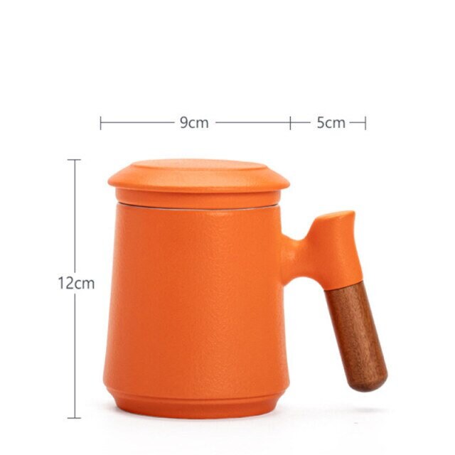 Kalsten | Japanese Ceramic Tea Mug Set with Tea Strainer and Lid, Handmade