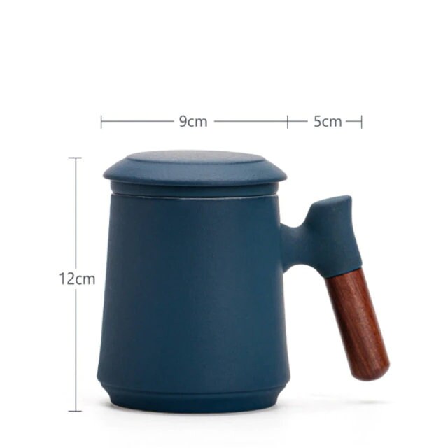 Kalsten | Japanese Ceramic Tea Mug Set with Tea Strainer and Lid, Handmade