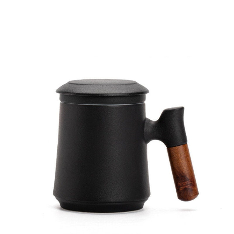 Kalsten | Japanese Ceramic Tea Mug Set with Tea Strainer and Lid, Handmade
