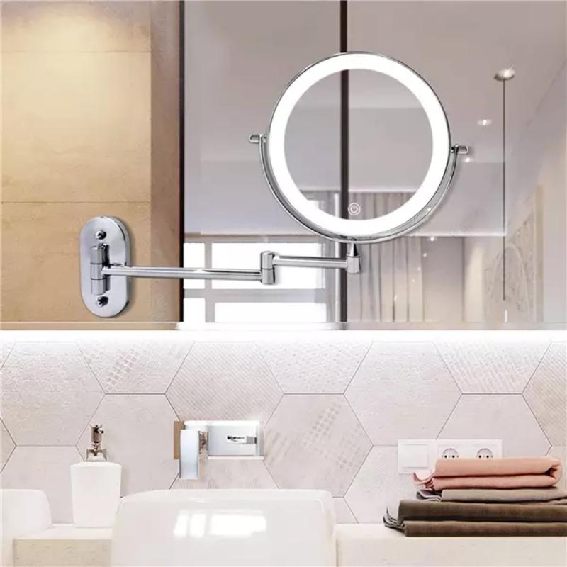 Kalsten | LED Wall Mirror with Chrome Frame and Magnifier