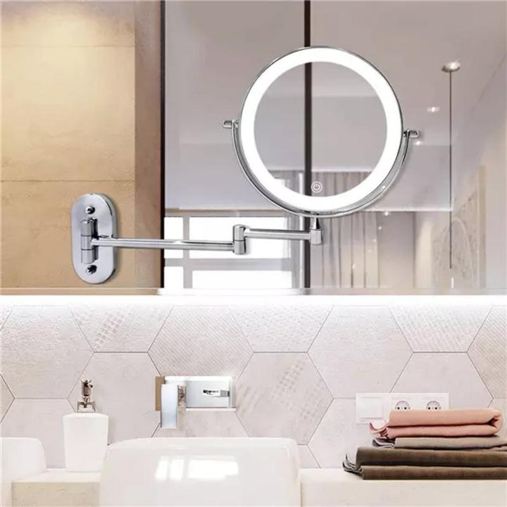 Kalsten | LED Wall Mirror with Chrome Frame and Magnifier