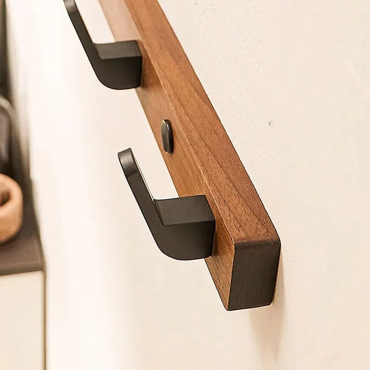 Kalsten | Minimalist Wall-Mounted Coat Hook with Wood & Metal Coat Holder