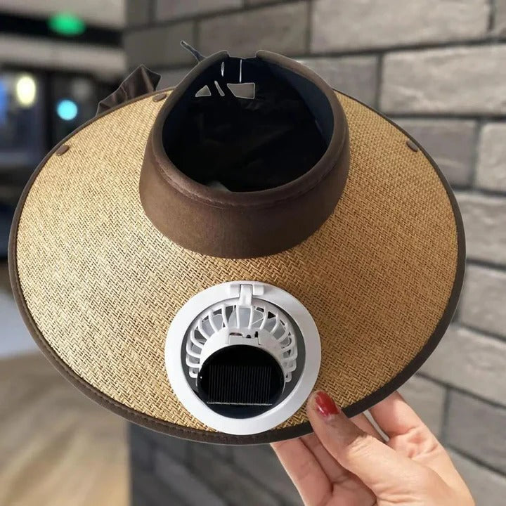 Wide Brim Sun Hat with Solar Powered Fan | Kalsten