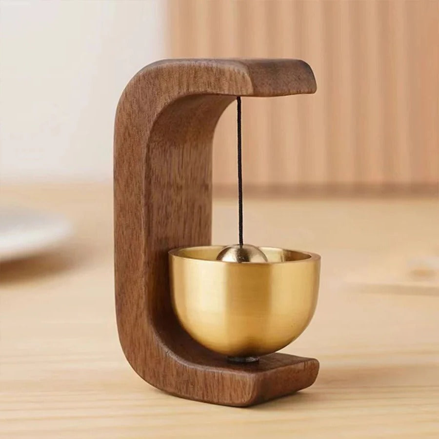 Kalsten | Wireless Door Chime with Brass Bell and Wooden Frame