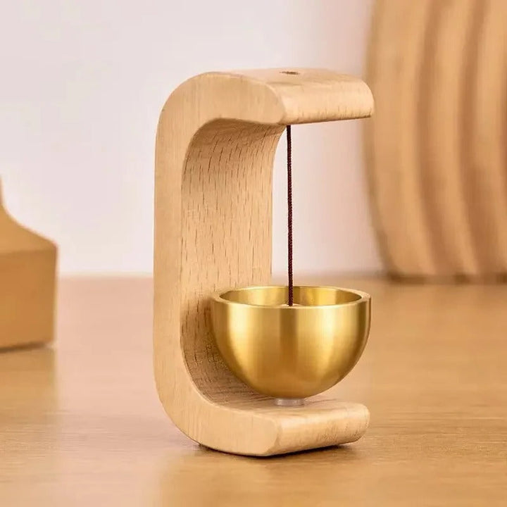 Kalsten | Wireless Door Chime with Brass Bell and Wooden Frame