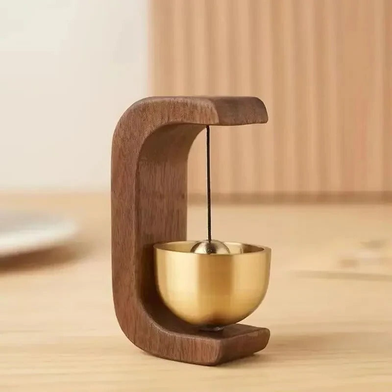 Kalsten | Wireless Door Chime with Brass Bell and Wooden Frame