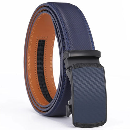 Men's leather belt with automatic buckle