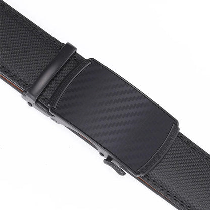 Men's leather belt with automatic buckle