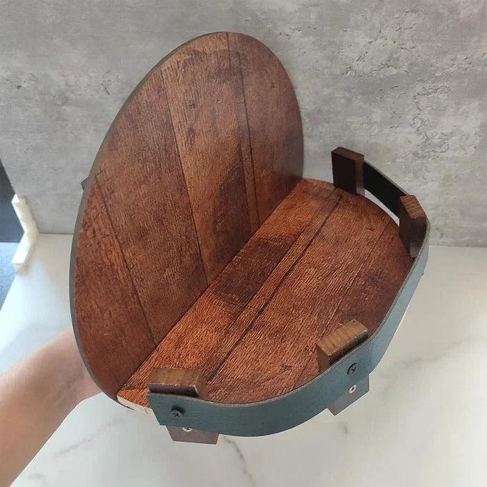 Kalsten | Rustic Whiskey Barrel Shelf – Bourbon Bottle Wall Display Rack