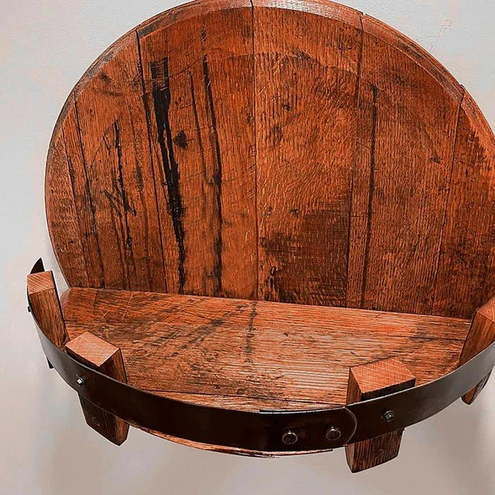 Kalsten | Rustic Whiskey Barrel Shelf – Bourbon Bottle Wall Display Rack