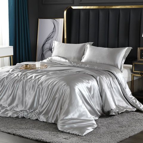 Silk/Satin Bed Linen Duvet Cover Luxury Set (2x Pillowcase, 1x Fitted Sheet, 1x Duvet) Kalsten