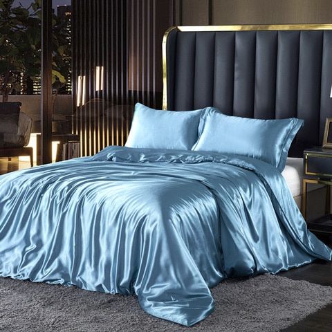 Silk/Satin Bed Linen Duvet Cover Luxury Set (2x Pillowcase, 1x Fitted Sheet, 1x Duvet) Kalsten
