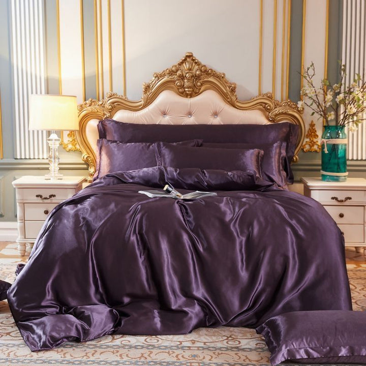 Silk/Satin Bed Linen Duvet Cover Luxury Set (2x Pillowcase, 1x Fitted Sheet, 1x Duvet) Kalsten