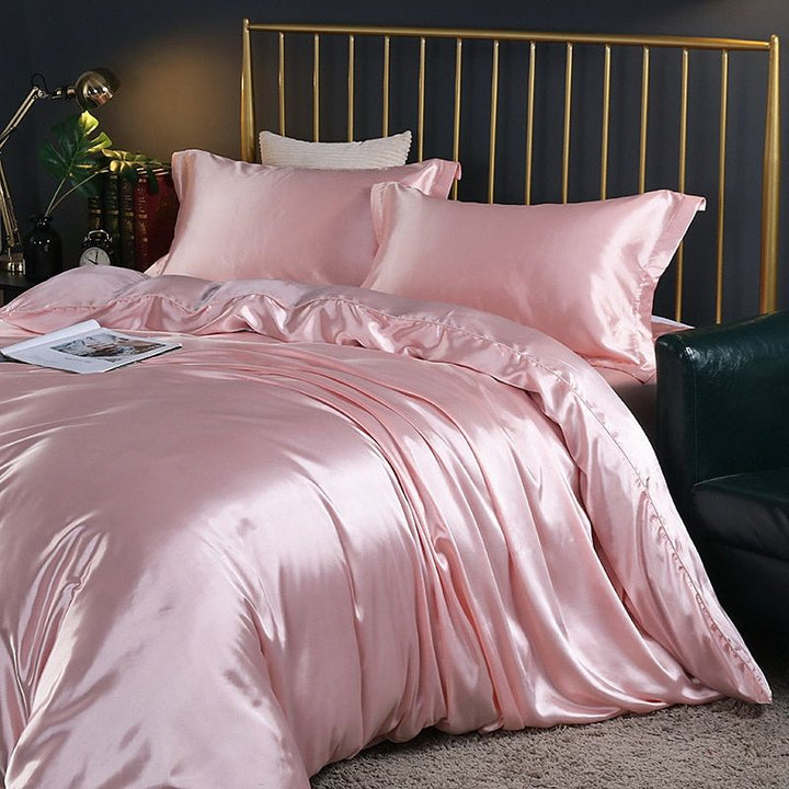 Silk/Satin Bed Linen Duvet Cover Luxury Set (2x Pillowcase, 1x Fitted Sheet, 1x Duvet) Kalsten