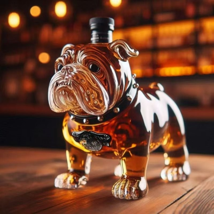 Glass Whiskey Decanter with Dog Design