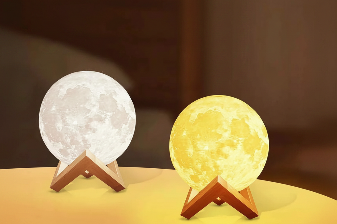Moon LED Lamp with Wooden Stand | Kalsten