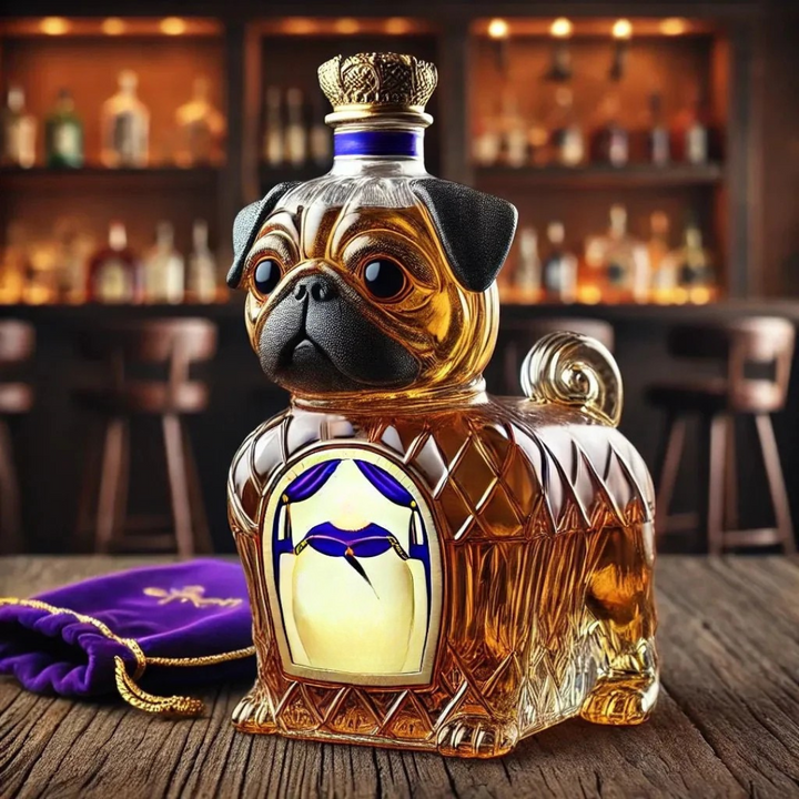 Glass Whiskey Decanter with Dog Design