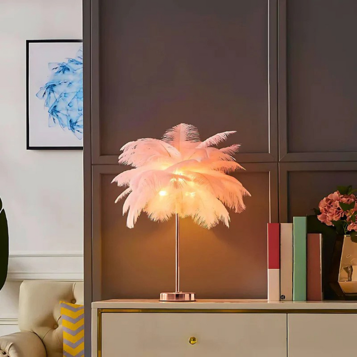 Modern Feather Shade Table Lamp Kalsten
