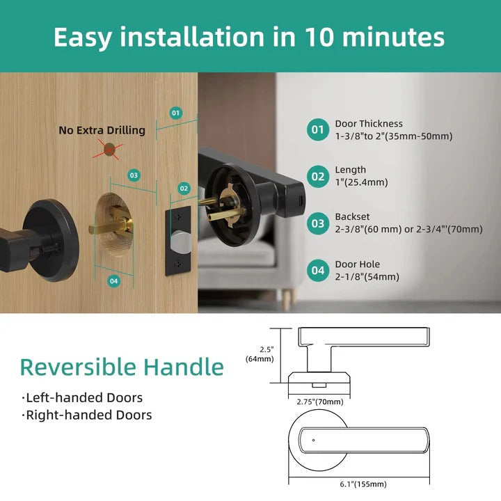 Smart Keyless Door Lock with Touch Handle