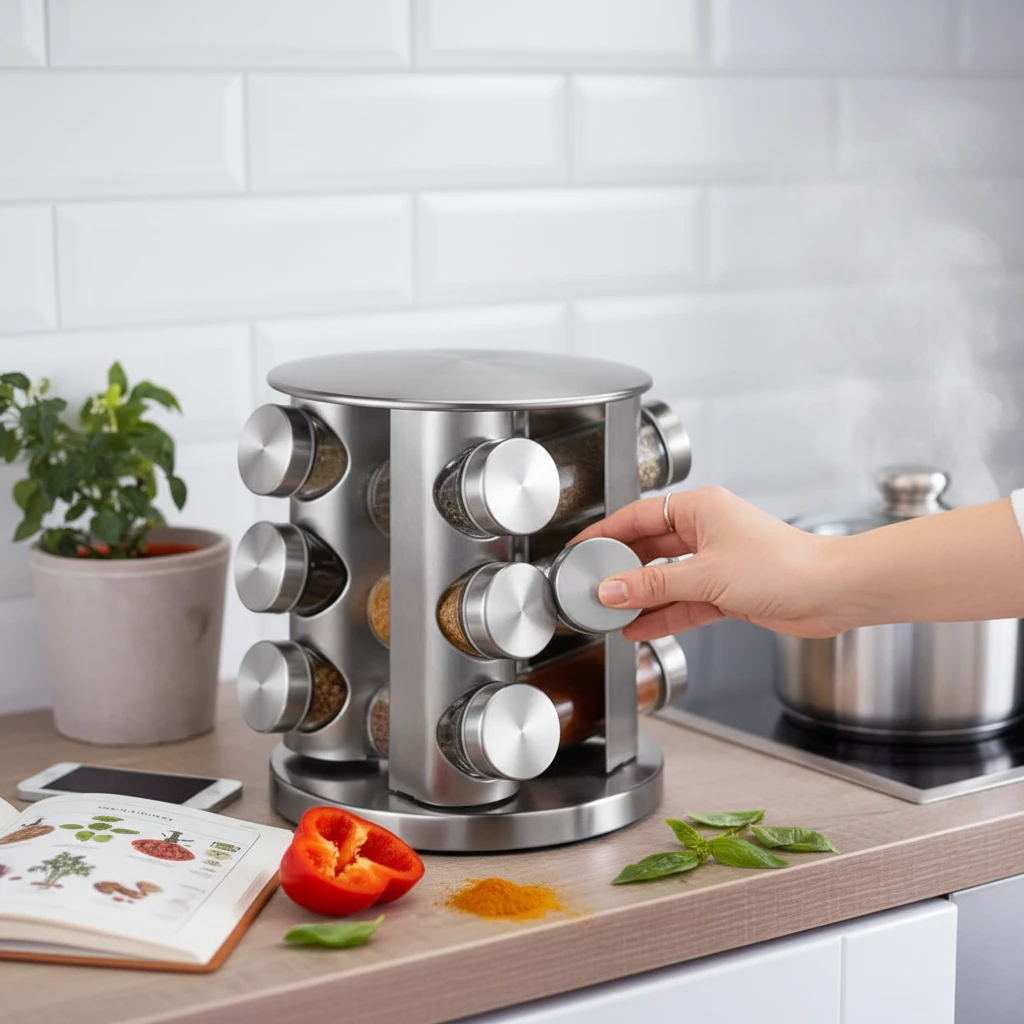 Rotating spice rack with 12 jars | Kalsten
