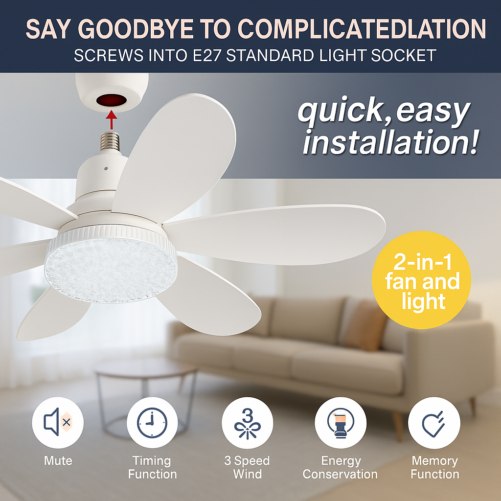 Elegant Flower Energy Saving RC Ceiling Fan Lamp | Kalsten