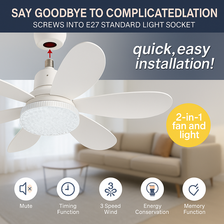 Elegant Flower Energy Saving RC Ceiling Fan Lamp | Kalsten