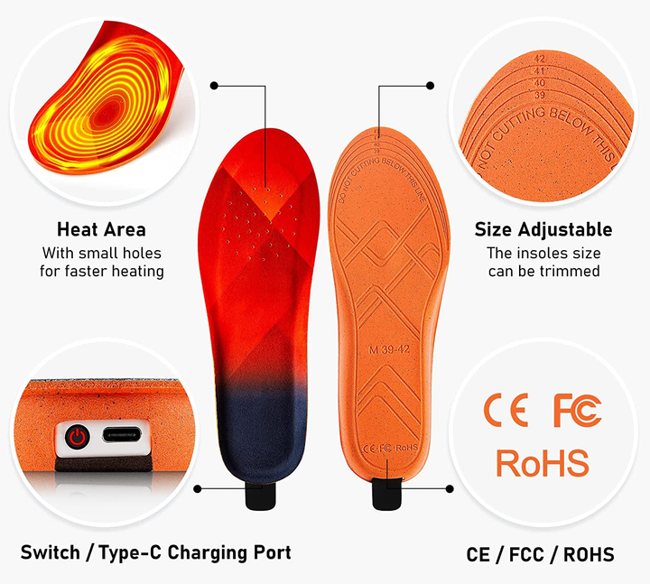 Rechargeable Heated Insoles with Wireless Control