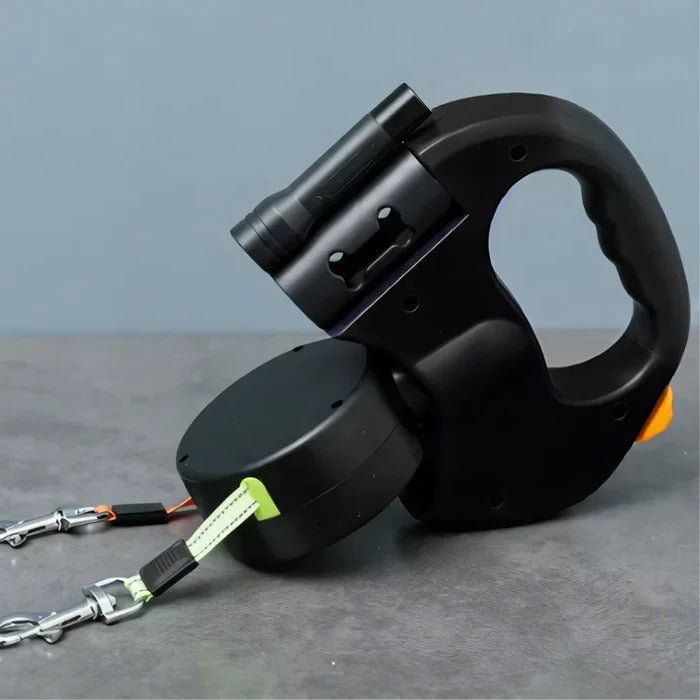 Tangle-Free Dual Dog Lead with LED Light & 360° Swivel