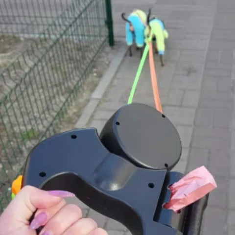 Tangle-Free Dual Dog Lead with LED Light & 360° Swivel