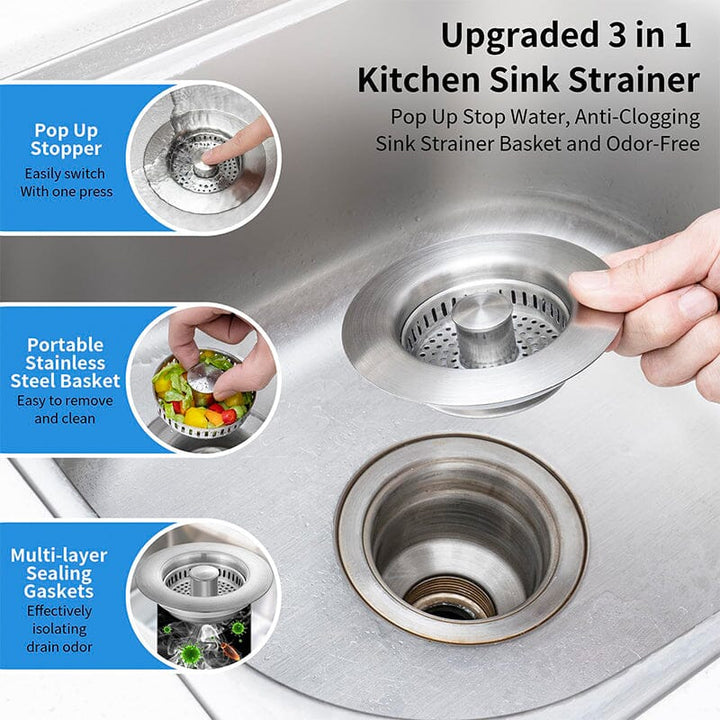 Drain filter stainless steel with pop-up mechanism | Kalsten