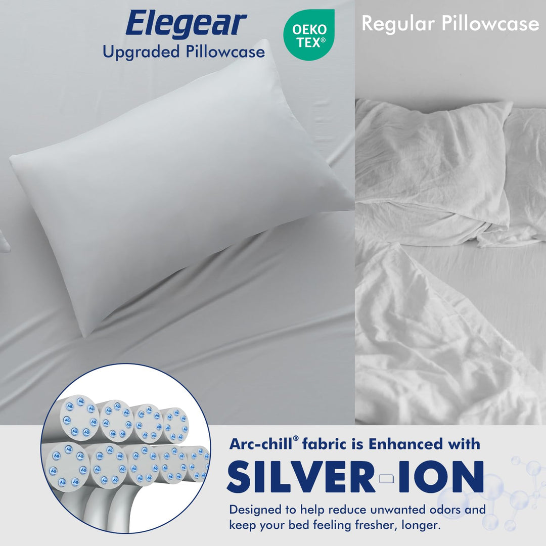 3.0 Cooling Pillowcase – Silver Ion Freshness, Dual-Sided Cool Touch, Ultra-Light & Breathable for Hot Sleepers-Gray | Kalsten