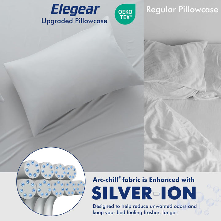 3.0 Cooling Pillowcase – Silver Ion Freshness, Dual-Sided Cool Touch, Ultra-Light & Breathable for Hot Sleepers-Gray | Kalsten